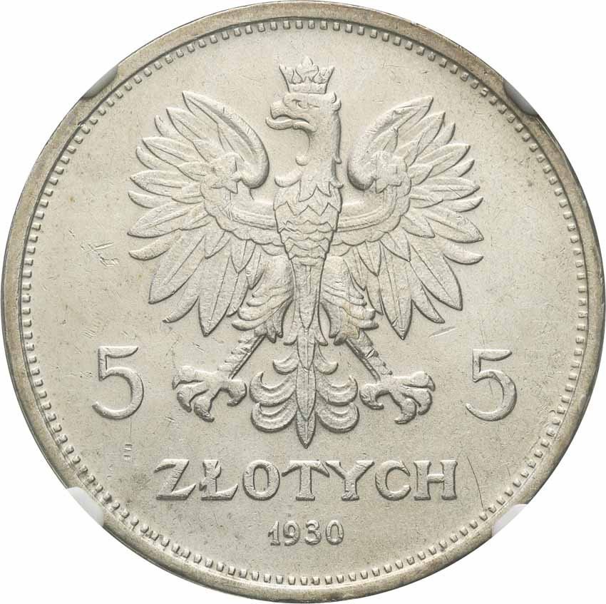 II RP. 5 złotych 1930 Sztandar NGC AU58
